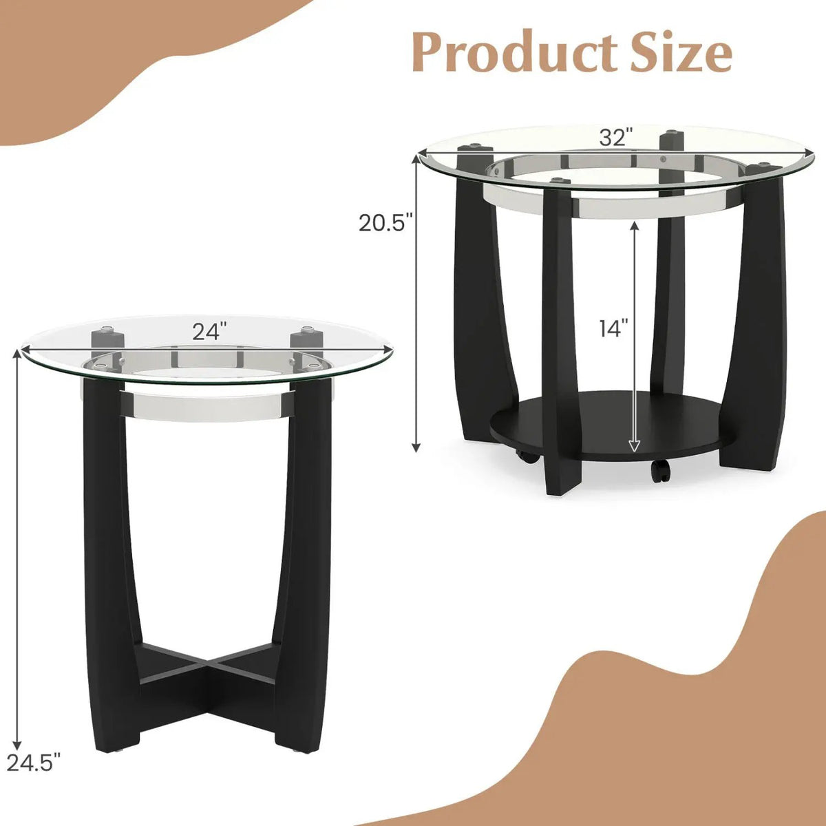 Tempered Glass Coffee Table Set of 3 for Living Room Bedroom, photo 5 of 16