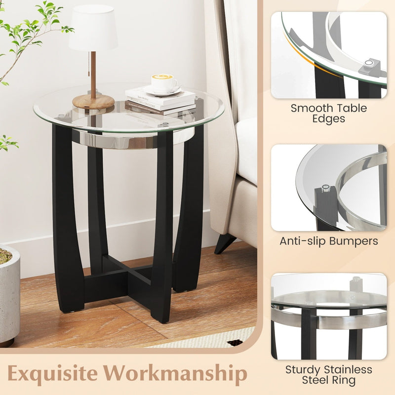 Tempered Glass Coffee Table Set of 3 for Living Room Bedroom by DirectDeals