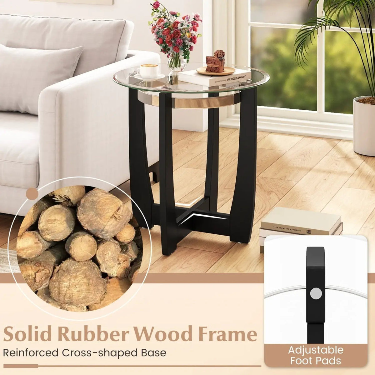 Tempered Glass Coffee Table Set of 3 for Living Room Bedroom, photo 8 of 16