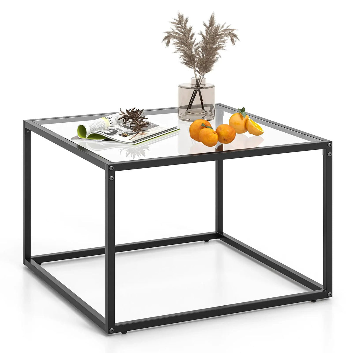 27.5 Inch Home Square Tea Table with Heavy-duty Metal Frame, photo 7 of 16