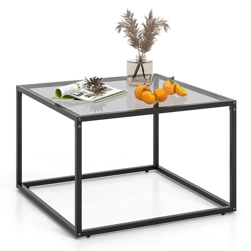 27.5 Inch Home Square Tea Table with Heavy-duty Metal Frame by DirectDeals