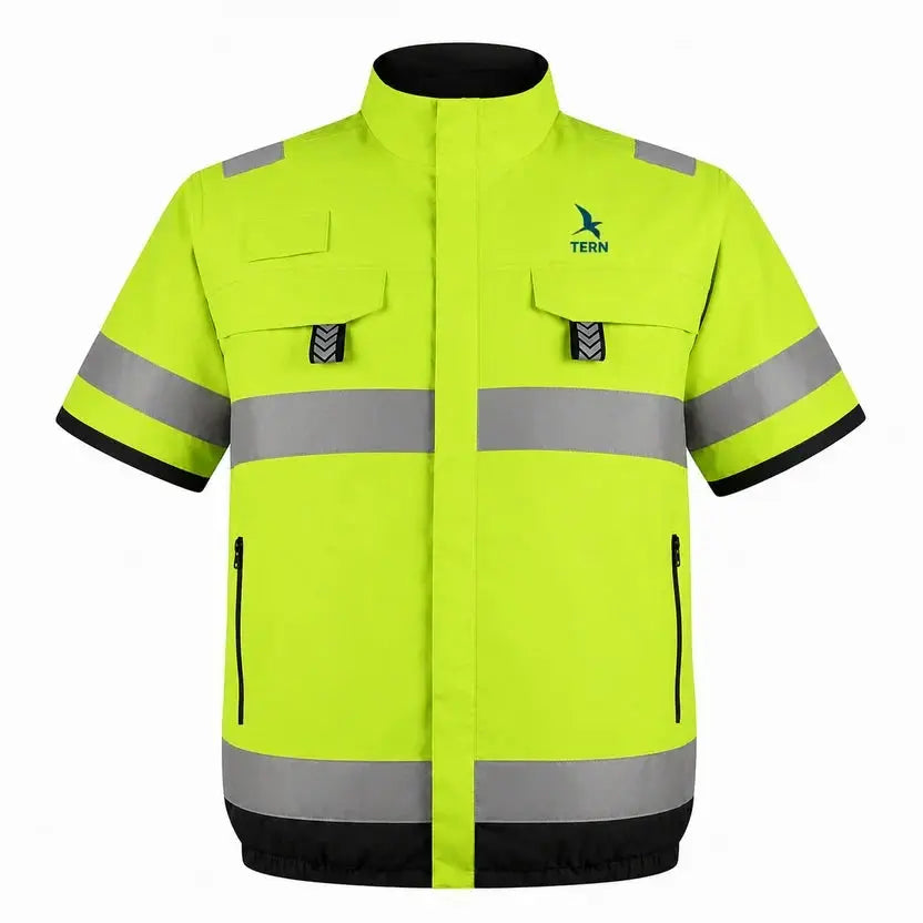 30V Battery-Powered High Vis Fan-Cooled Short Sleeve Complete Cooling System by Tomahawk Power