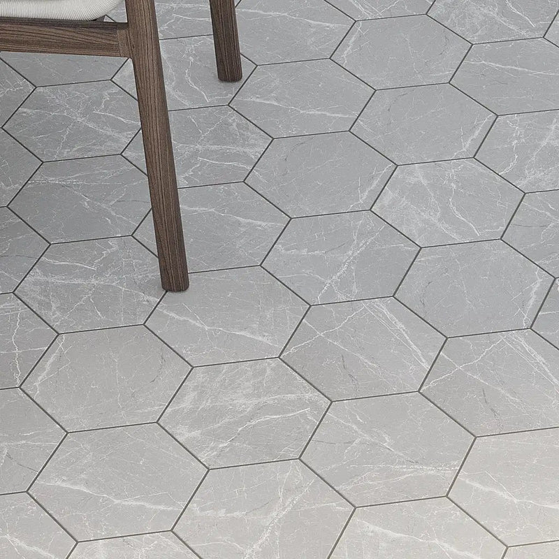 Light Gray 8x9 Matte Hexagon Porcelain Tile (25 pack, 9.93 sq ft/case) by Apollo Tile