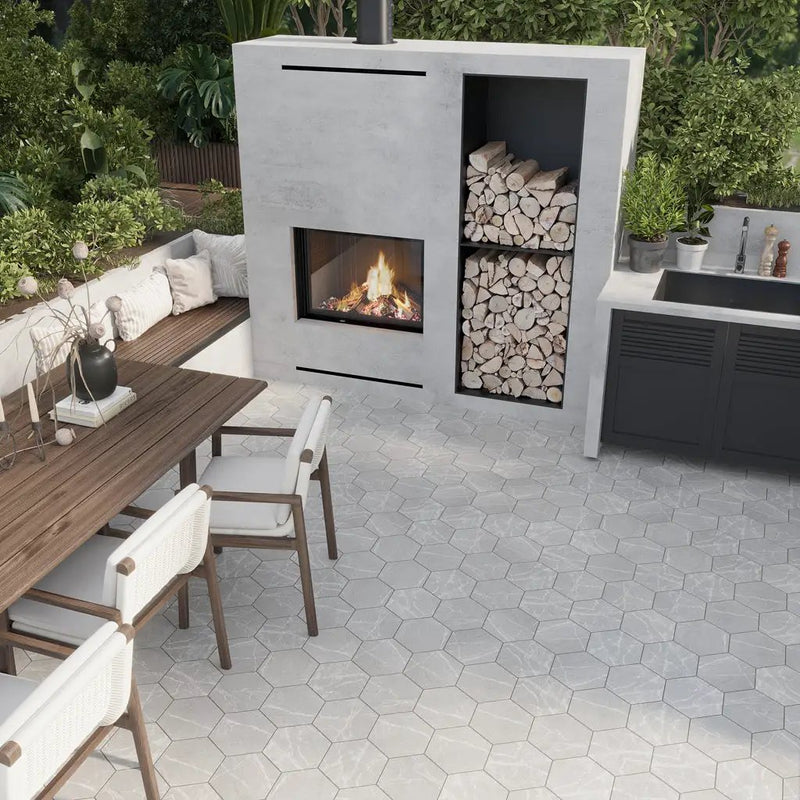 Light Gray 8x9 Matte Hexagon Porcelain Tile (25 pack, 9.93 sq ft/case) by Apollo Tile