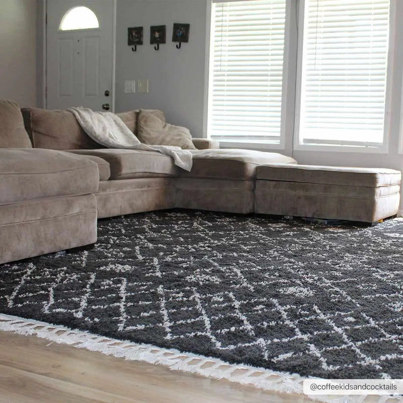 Thetford Black Berber Shag Rug - Clearance by Boutique Rugs