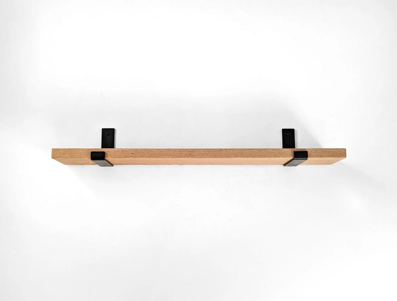 Thick Mahogany Shelf with Black Steel J Brackets by NookWoodworking