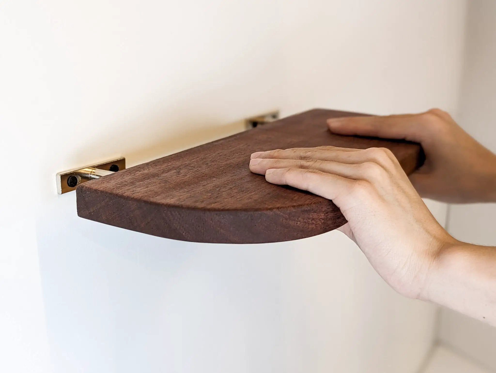 Thin Mahogany Floating Shelf with Rounded Corners by NookWoodworking