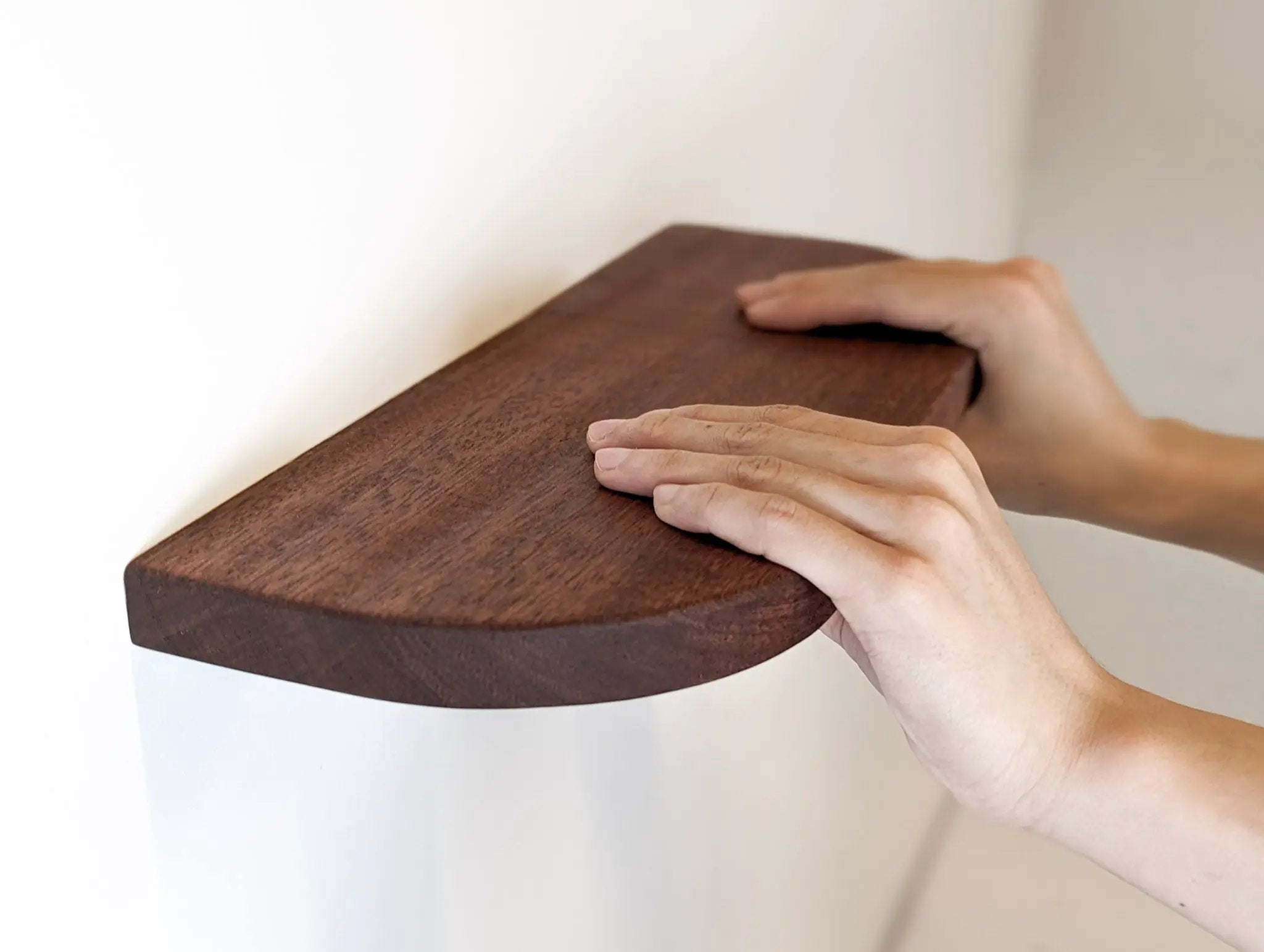 Thin Mahogany Floating Shelf with Rounded Corners by NookWoodworking