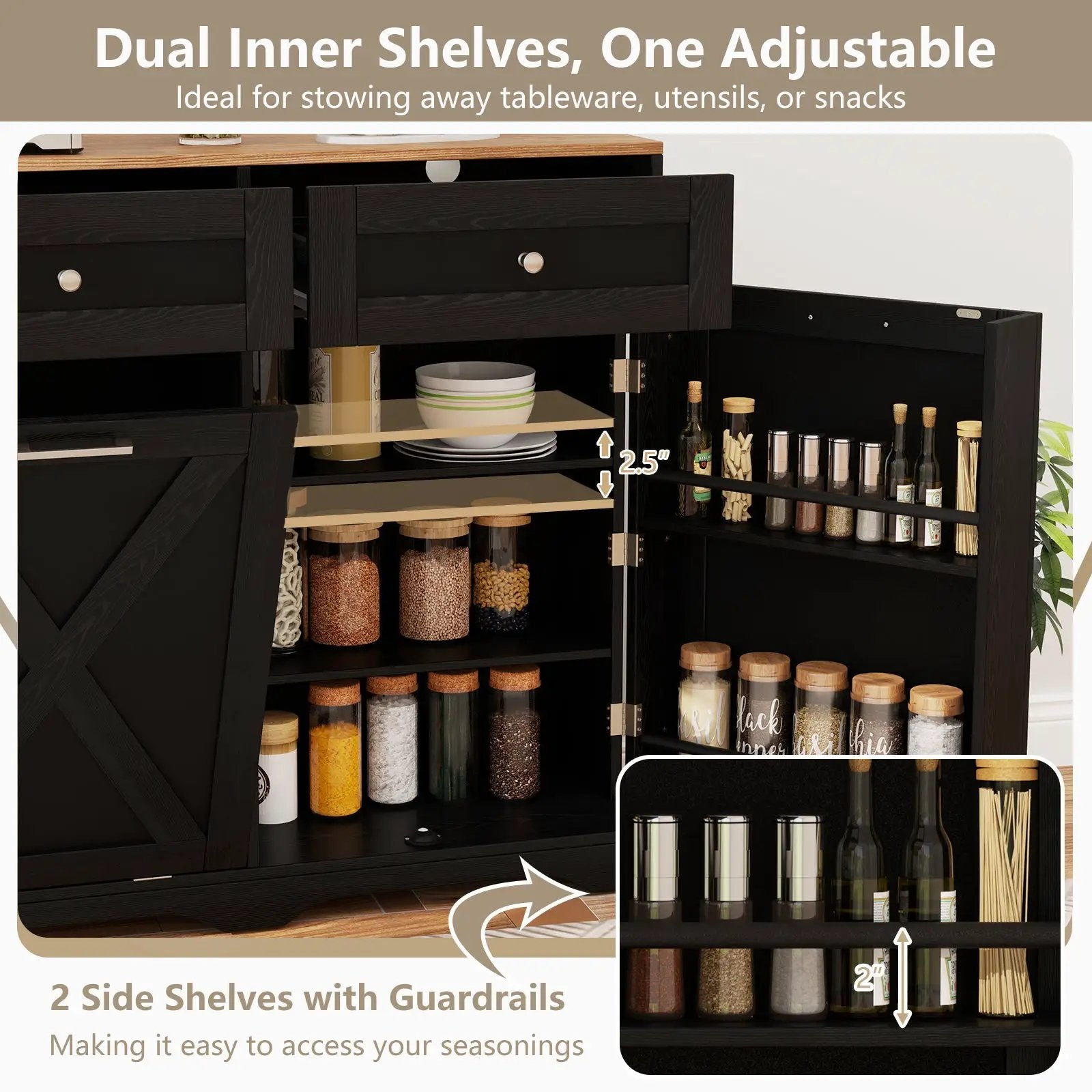 Tilt Out Trash Can Cabinet with Outlets and Adjustable Shelf by DirectDeals