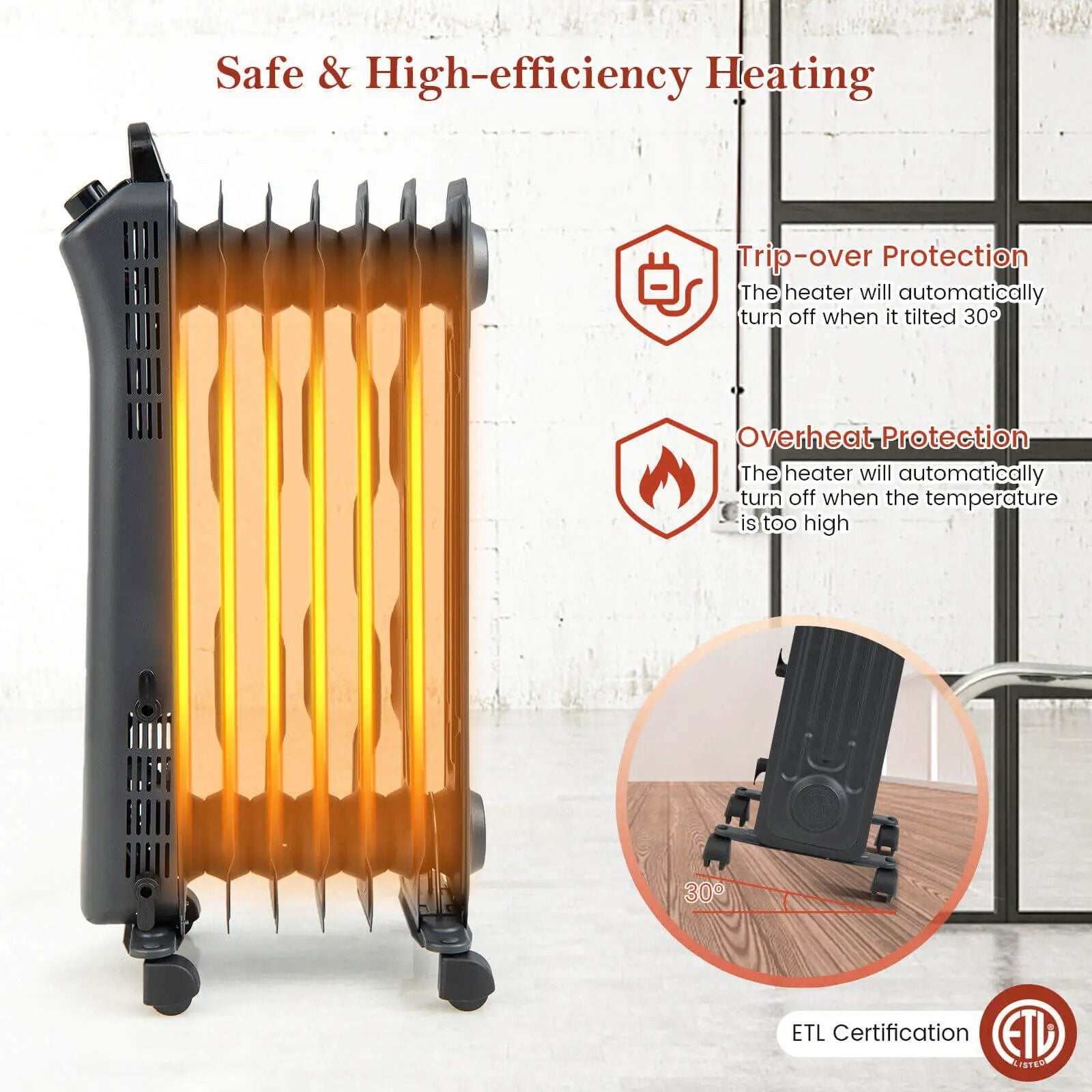1500W Oil Filled Space Heater with 3-Level Heat by DirectDeals
