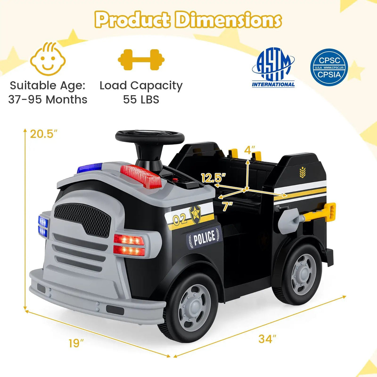 12V Toddler Fire Toy Car with Shovel and Wrench for Ages 37-95 Months, photo 11 of 24