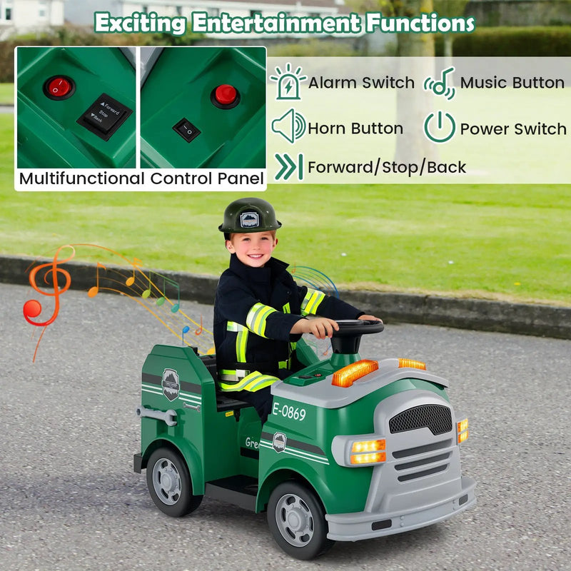 12V Toddler Fire Toy Car with Shovel and Wrench for Ages 37-95 Months by DirectDeals