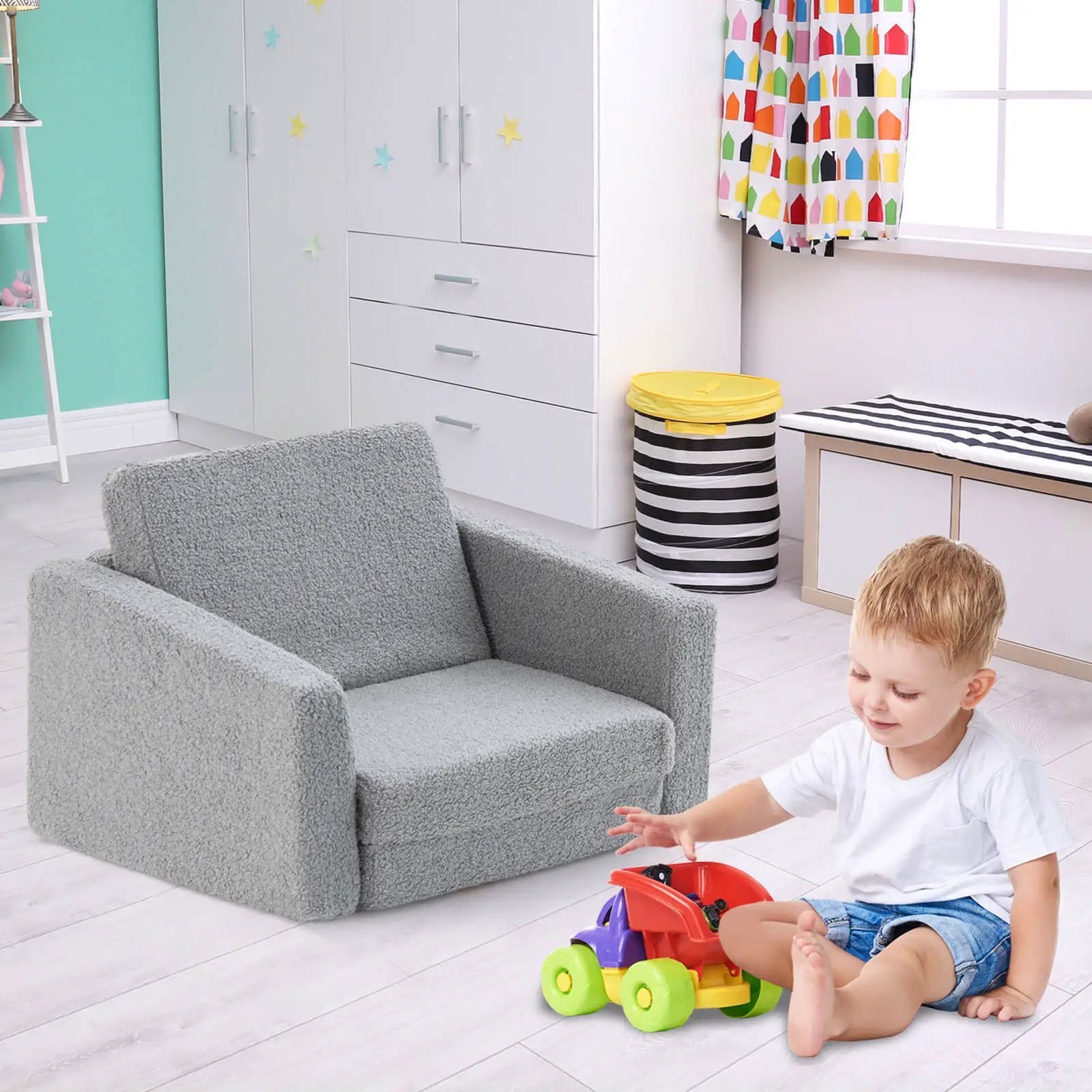 2-in-1 Children’s Convertible Sofa to Lounger-L by DirectDeals