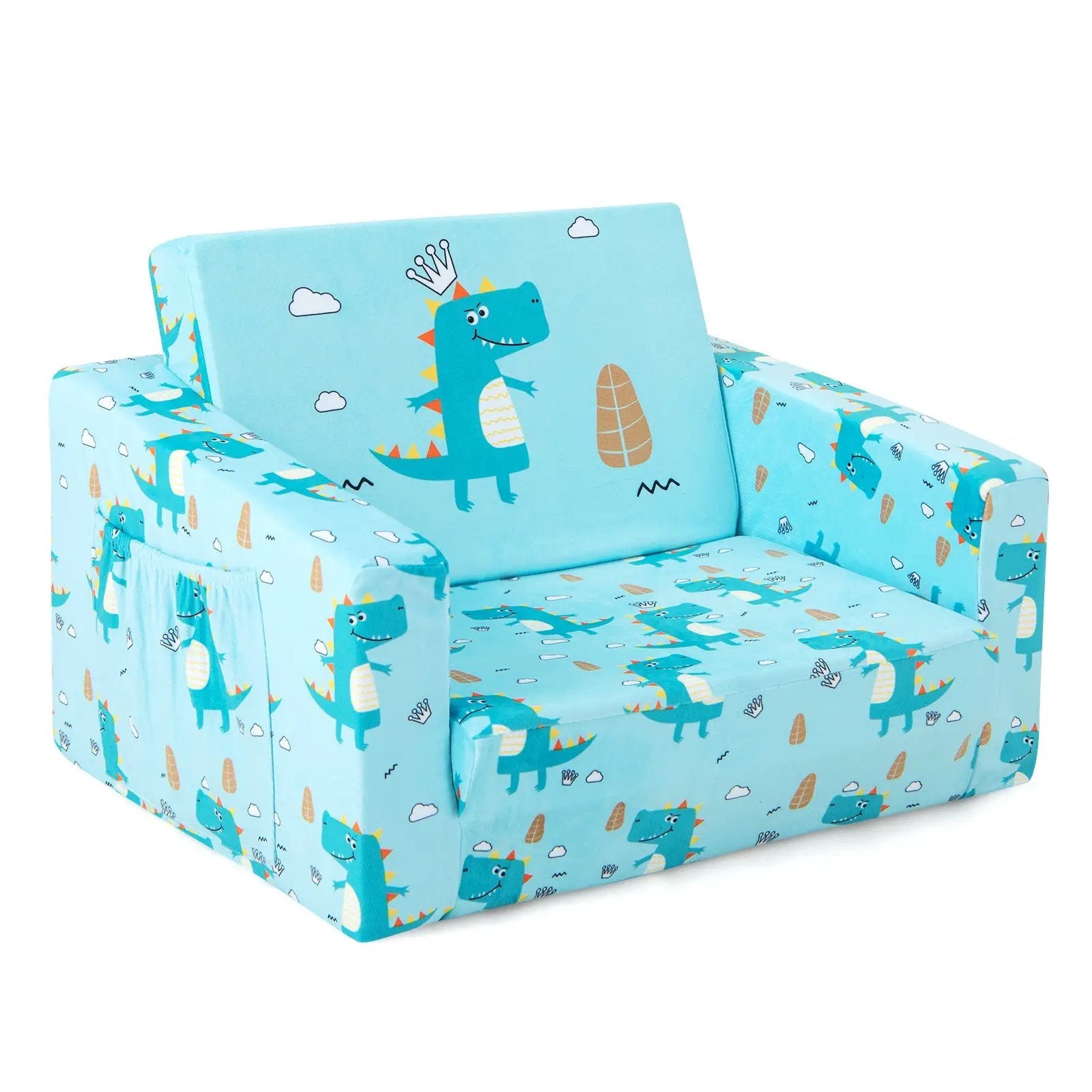 Kids Recliner Sofa Converts to Sleeper Bed for Boys Girls-Blue by DirectDeals