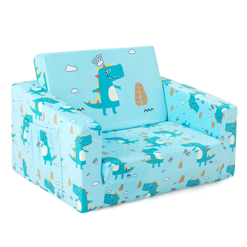 Kids Recliner Sofa Converts to Sleeper Bed for Boys Girls-Blue by DirectDeals