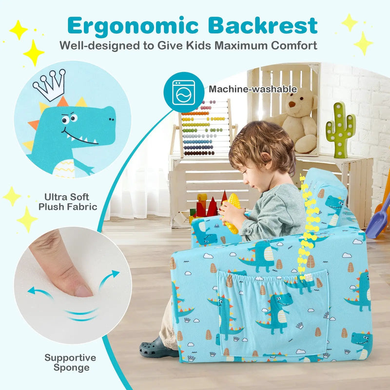 Kids Recliner Sofa Converts to Sleeper Bed for Boys Girls-Blue by DirectDeals
