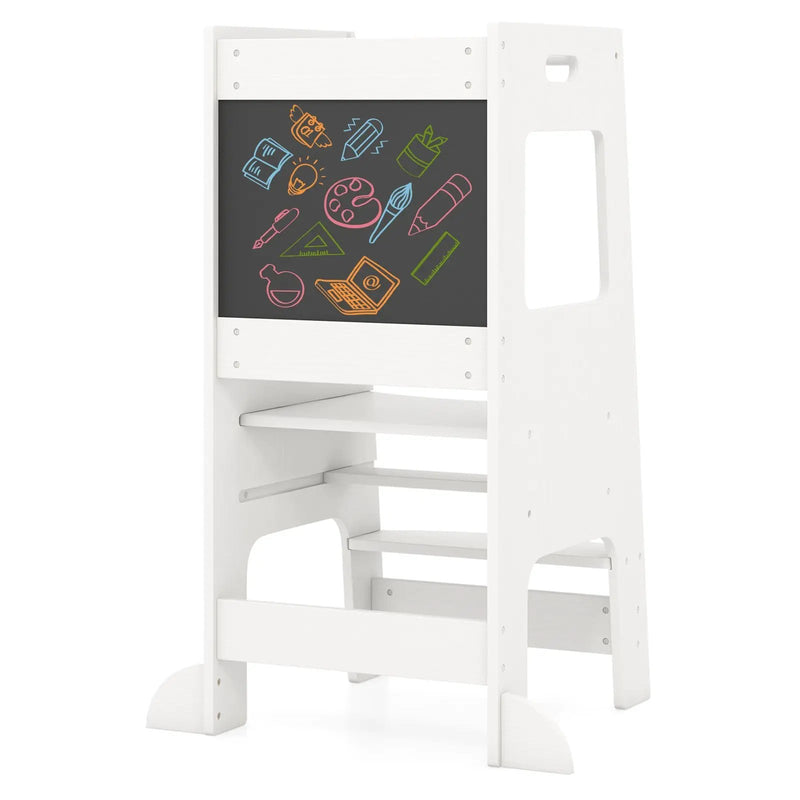 Toddler Kitchen Step Stool with Activity Chalkboard and Adjustable Height by DirectDeals