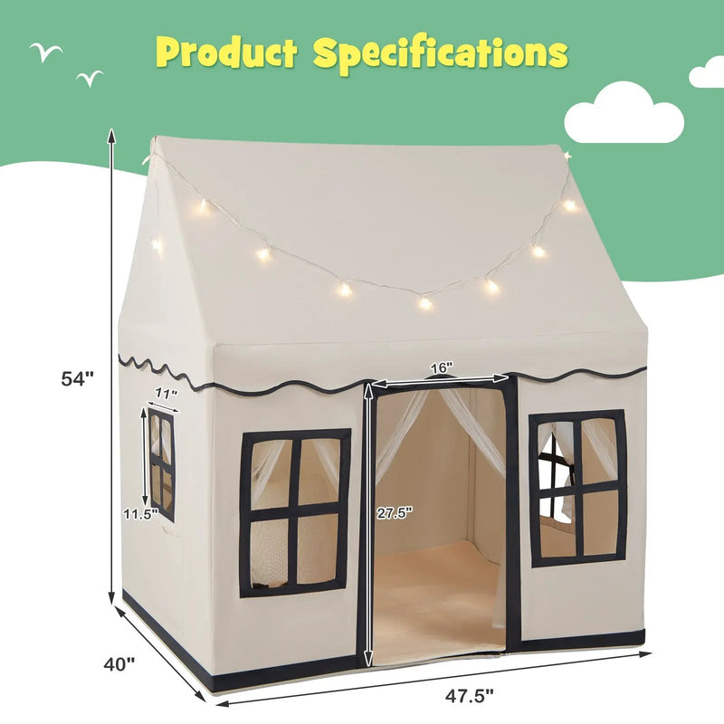 Toddler Large Playhouse with Star String Lights by DirectDeals