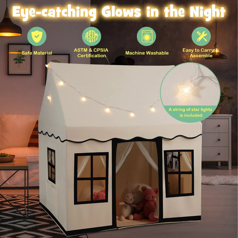 Toddler Large Playhouse with Star String Lights by DirectDeals