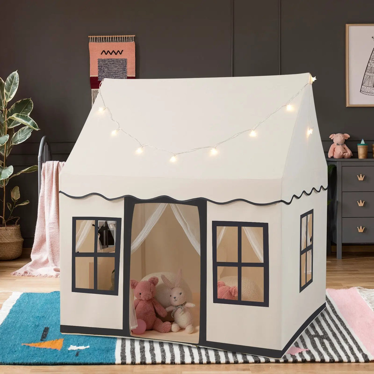 Toddler Large Playhouse with Star String Lights, photo 2 of 9