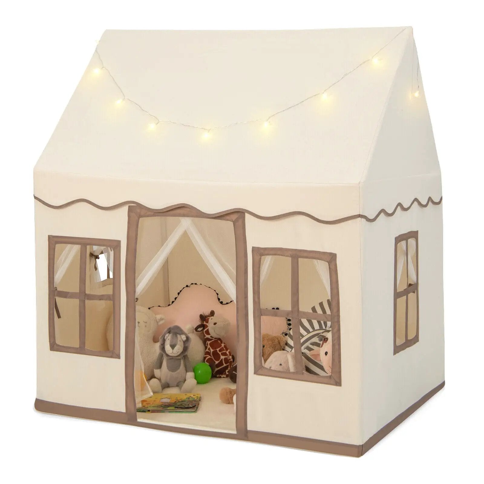 Toddler Large Playhouse with Star String Lights by DirectDeals
