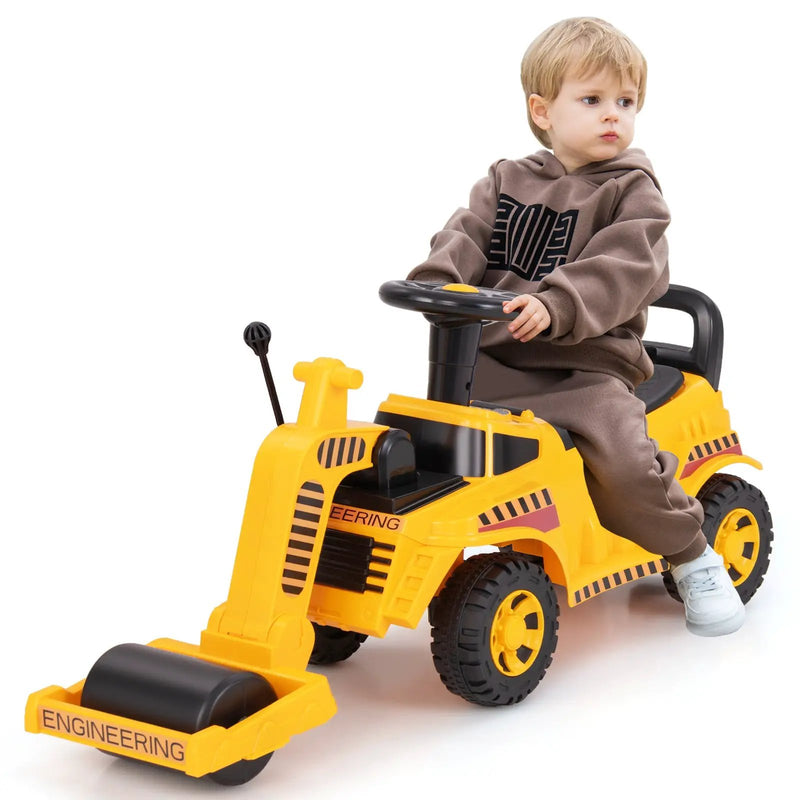 Toddler Ride on Car with Adjustable Roller and Under-Seat Storage-Yellow by DirectDeals
