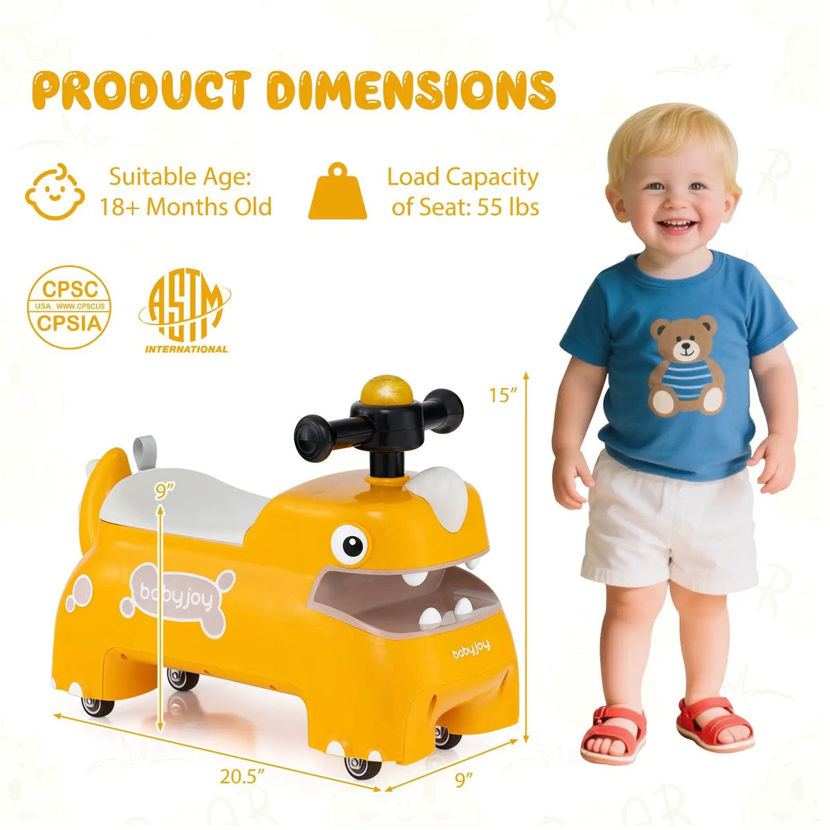 Toddler Ride on Toy Walking Sliding Car with Lights and Music, photo 13 of 32