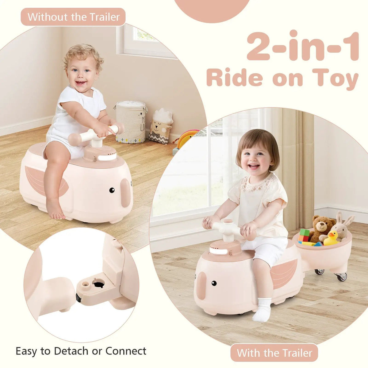 Toddler Ride on Toy with Trailer and Light Music, photo 13 of 16