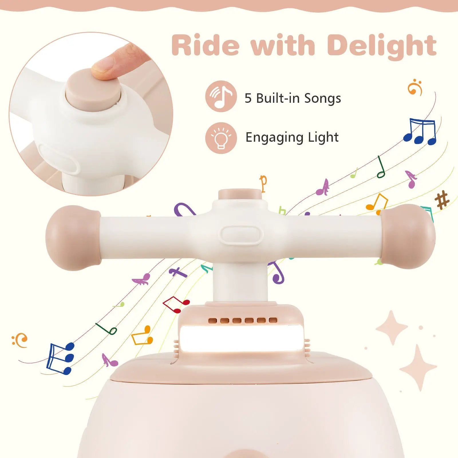 Toddler Ride on Toy with Trailer and Light Music by DirectDeals