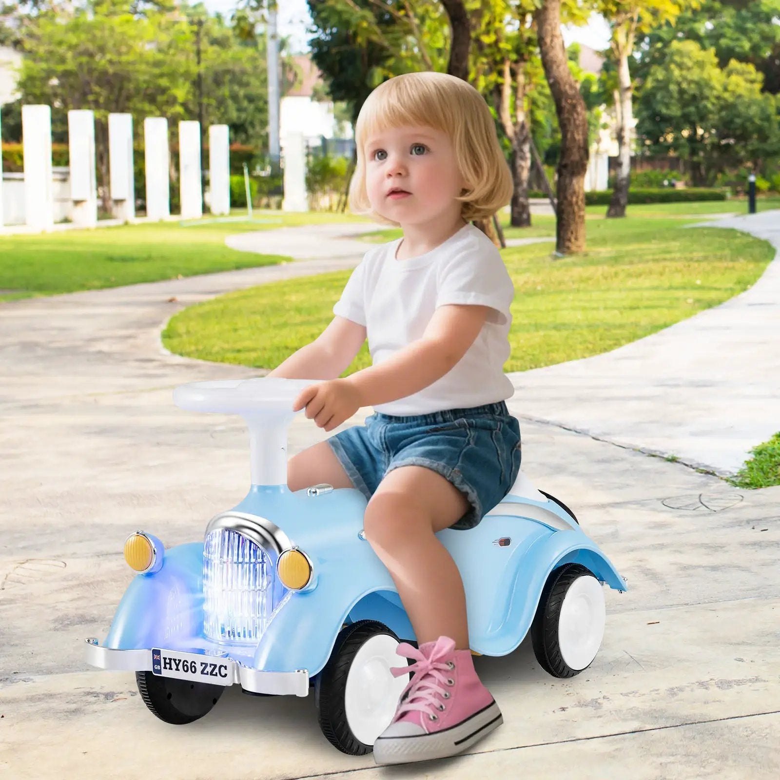 Toddler Ride on Toy Classic Sliding Car with Horn and LED Headlight by DirectDeals