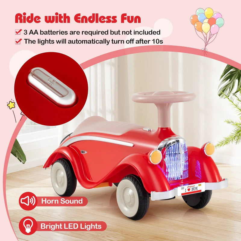 Toddler Ride on Toy Classic Sliding Car with Horn and LED Headlight by DirectDeals