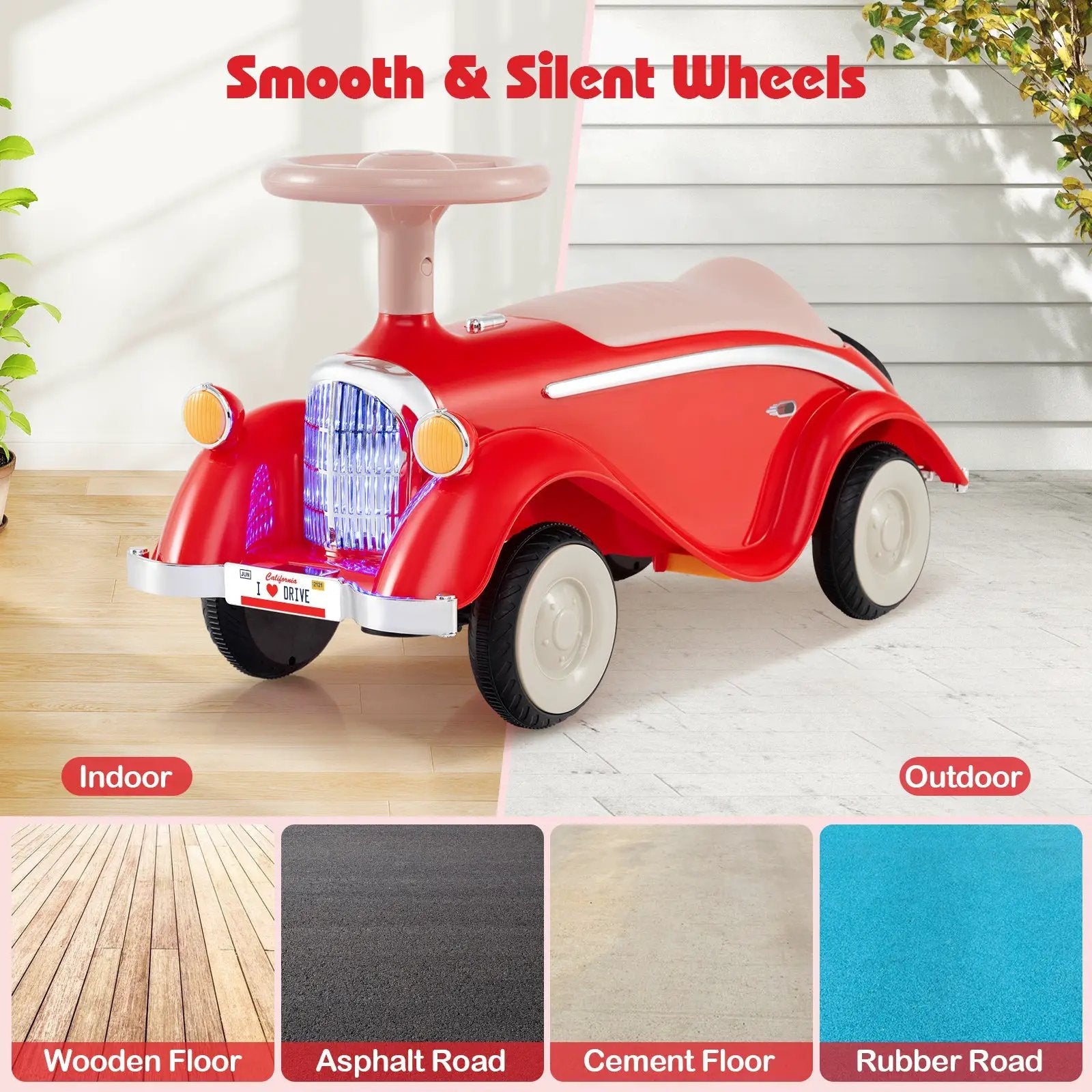 Toddler Ride on Toy Classic Sliding Car with Horn and LED Headlight by DirectDeals