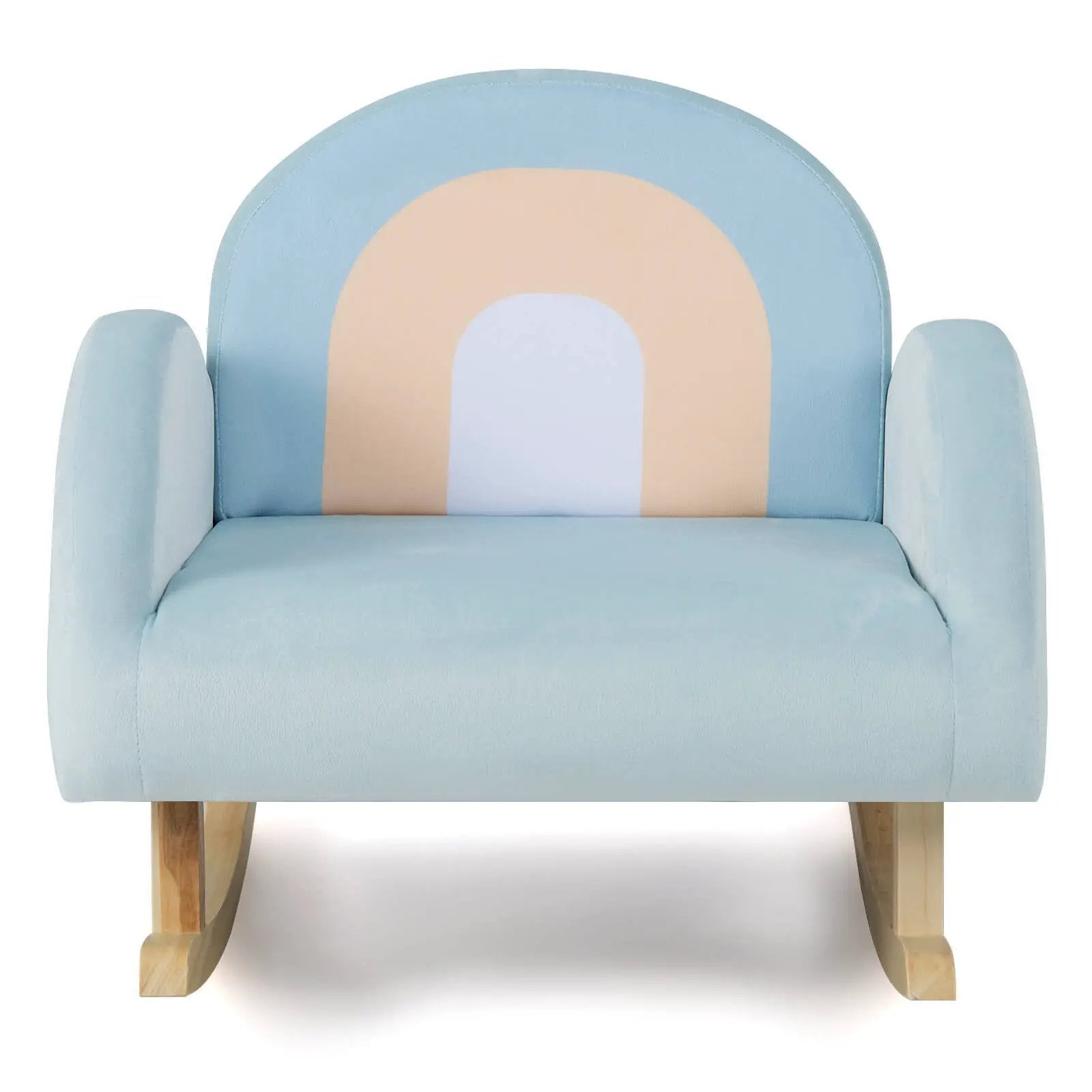 Toddler Rocking Chair with Solid Rubber Wood Frame Soft Velvet Cover-Blue by DirectDeals
