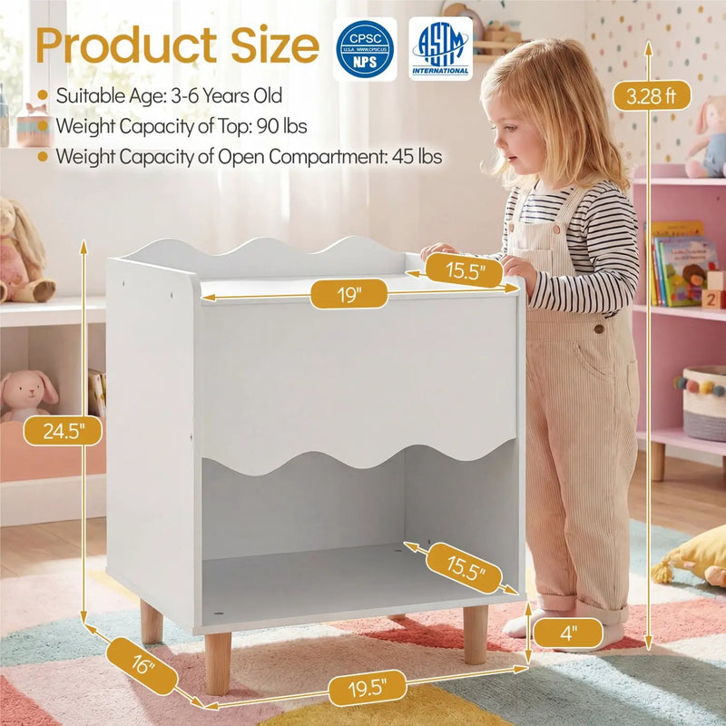 Toddler Scalloped Side Table with Wide Top & Open Compartment by DirectDeals
