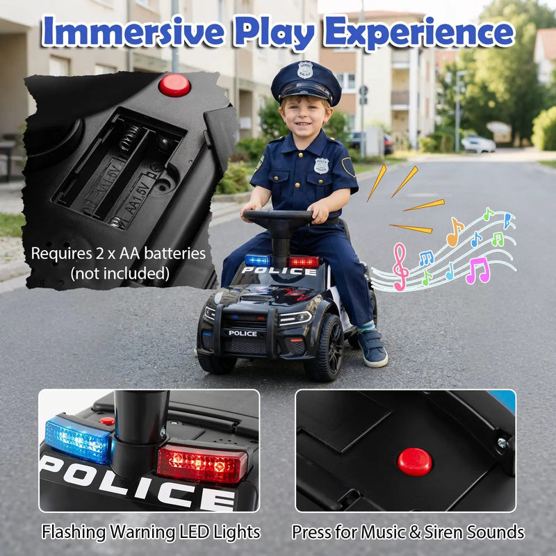 Toddler Sliding Car with Steering Wheel and Under-Seat Storage Push-Black by DirectDeals