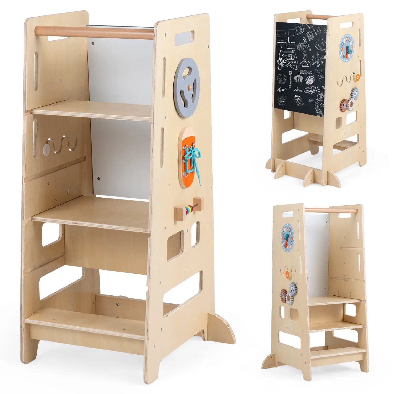 Toddler Standing Tower with Adjustable Height & Blackboard by DirectDeals