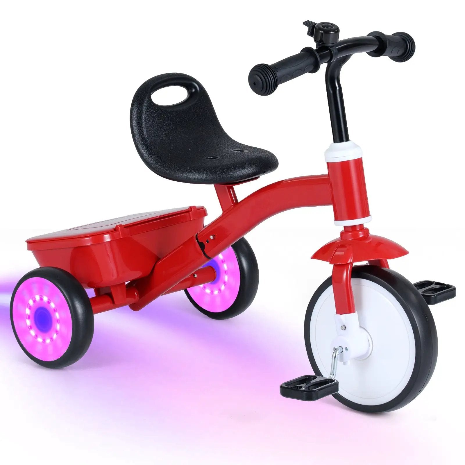 Toddler Tricycle with Glowing Wheels and 4-Level Adjustable Seat by DirectDeals