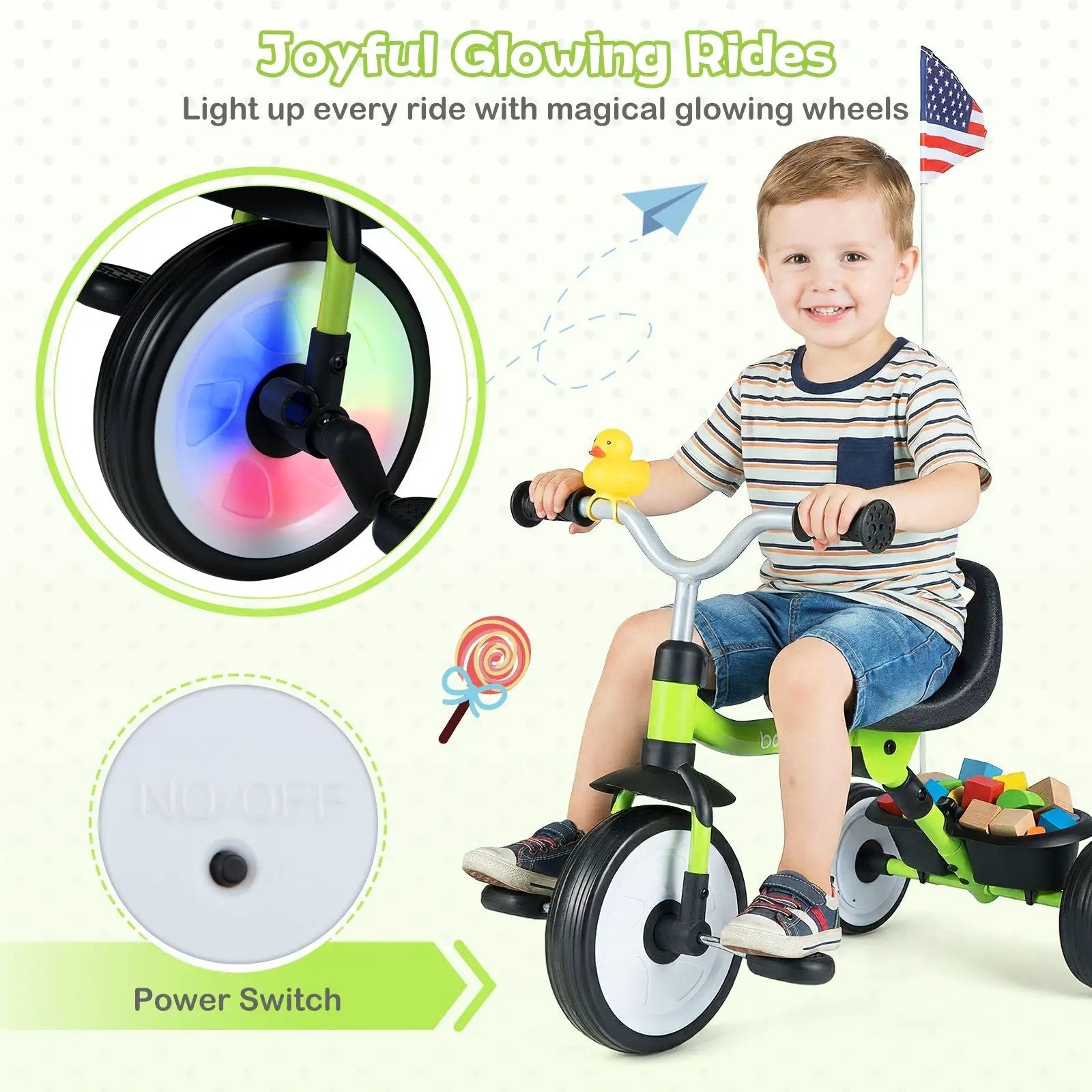 Toddler Tricycle with 3-Position Seat and Storage Basket for Kids by DirectDeals