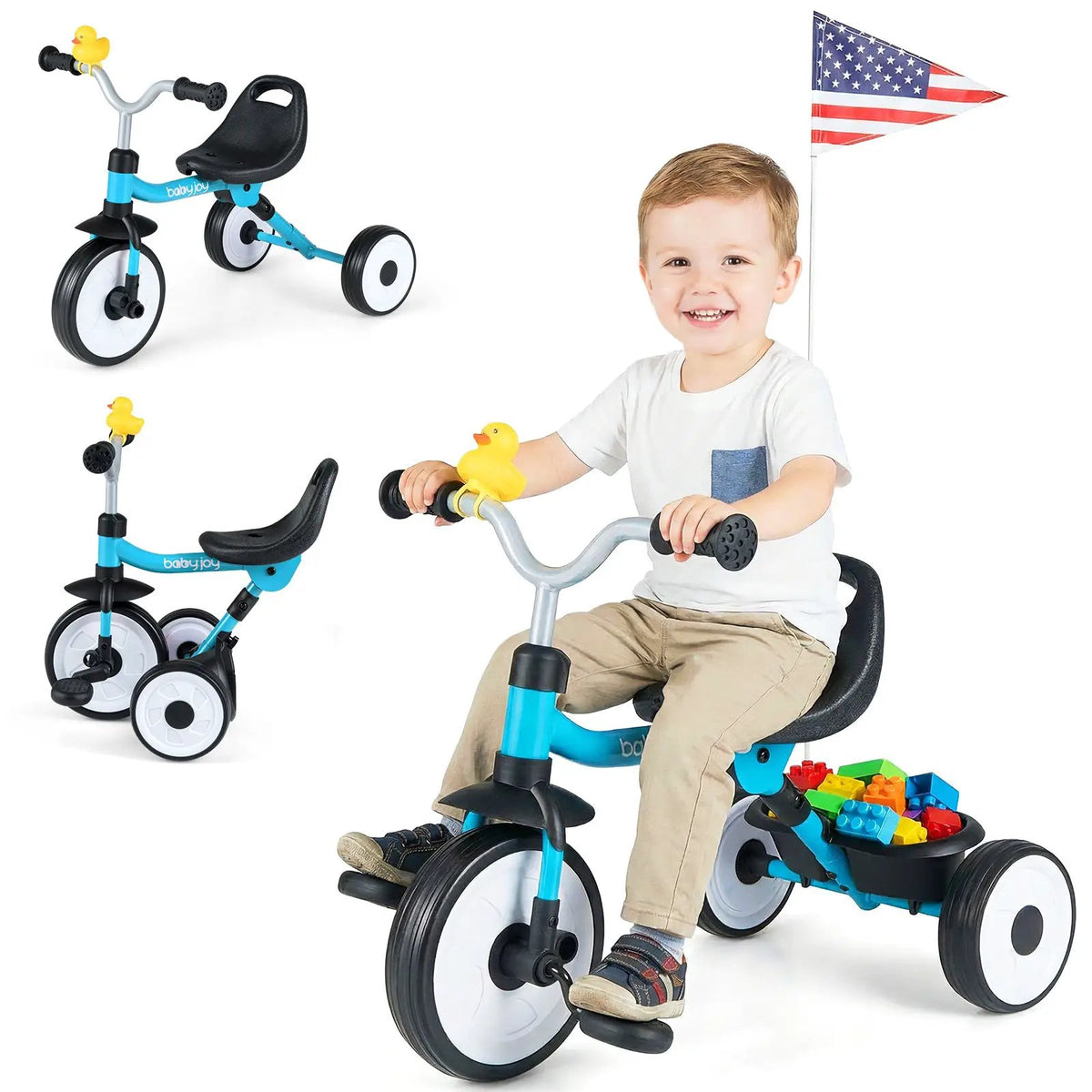 Toddler Tricycle with 3-Position Seat and Storage Basket for Kids, photo 7 of 32
