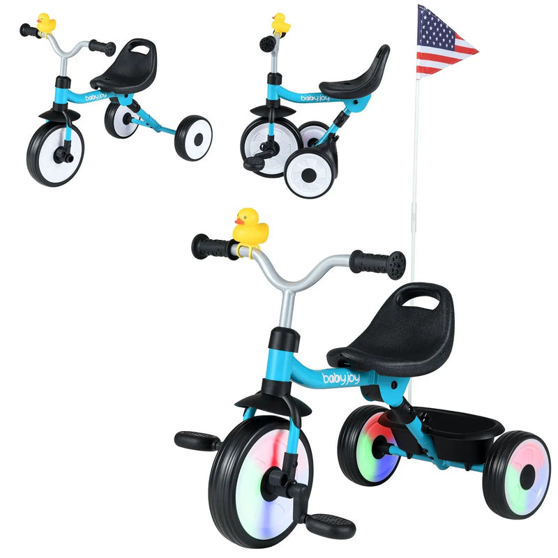 Toddler Tricycle with 3-Position Seat and Storage Basket for Kids by DirectDeals
