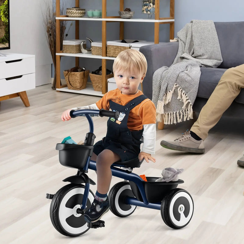 Toddler Tricycle with Adjustable Seat and Storage Baskets for 1.5-5 Years Old by DirectDeals