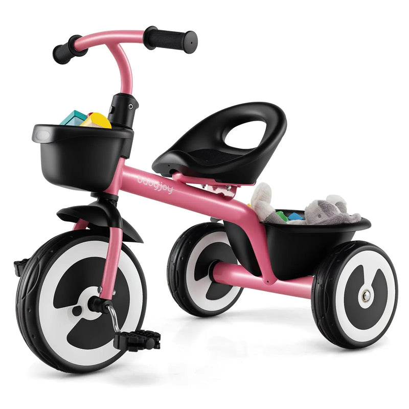 Toddler Tricycle with Adjustable Seat and Storage Baskets for 1.5-5 Years Old by DirectDeals
