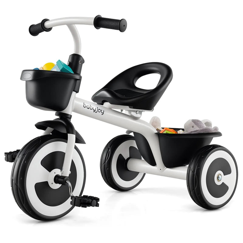 Toddler Tricycle with Adjustable Seat and Storage Baskets for 1.5-5 Years Old by DirectDeals