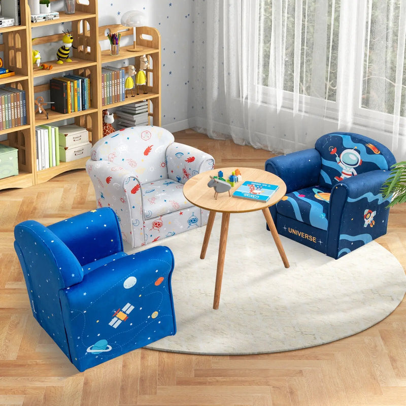 Toddler Upholstered Armchair with Solid Wooden Frame and High-density Sponge Filling by DirectDeals