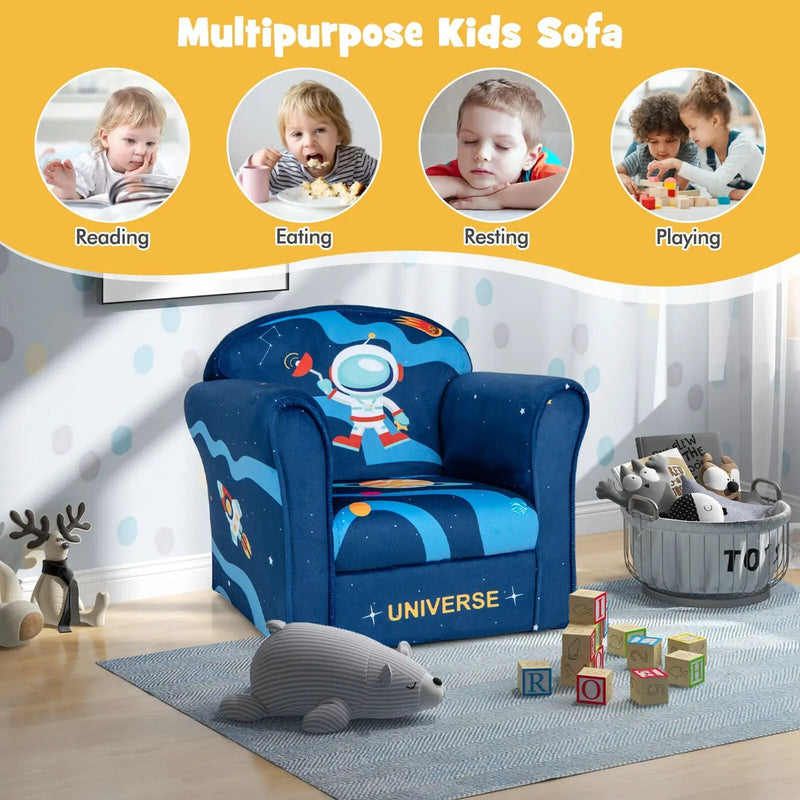 Toddler Upholstered Armchair with Solid Wooden Frame and High-density Sponge Filling by DirectDeals