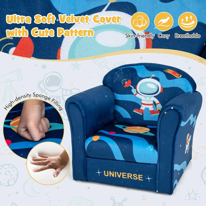 Toddler Upholstered Armchair with Solid Wooden Frame and High-density Sponge Filling by DirectDeals