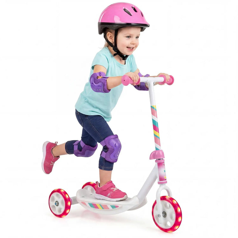 Toddlers Kick Scooter with LED Light-Up Wheels and Wide Anti-Slip Deck for Boys and Girls by DirectDeals