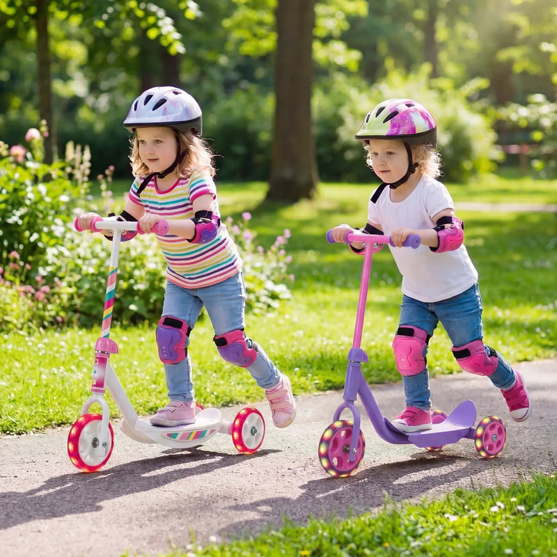 Toddlers Kick Scooter with LED Light-Up Wheels and Wide Anti-Slip Deck for Boys and Girls by DirectDeals