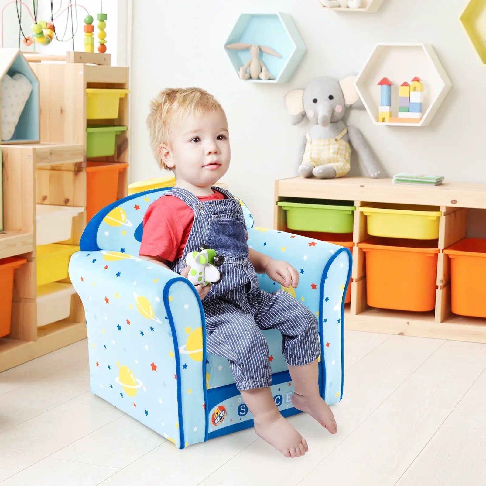 Toddlers Sofa Chair with Velvet Fabric Cover High Density Sponge Filling by DirectDeals