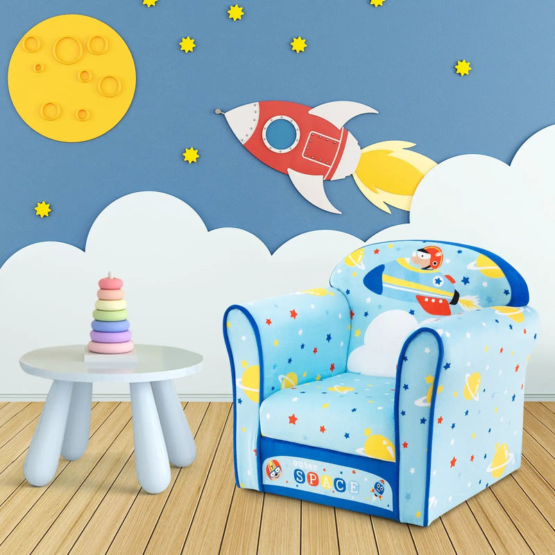 Toddlers Sofa Chair with Velvet Fabric Cover High Density Sponge Filling by DirectDeals